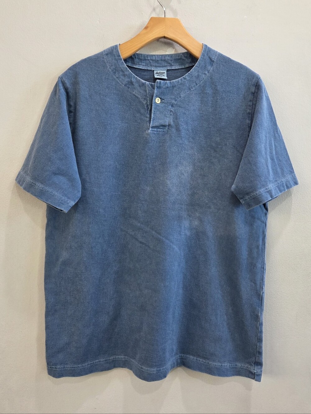 Jackman Tanabe Meriyasu Blue Henley Shirt Japan Men’s Size Small